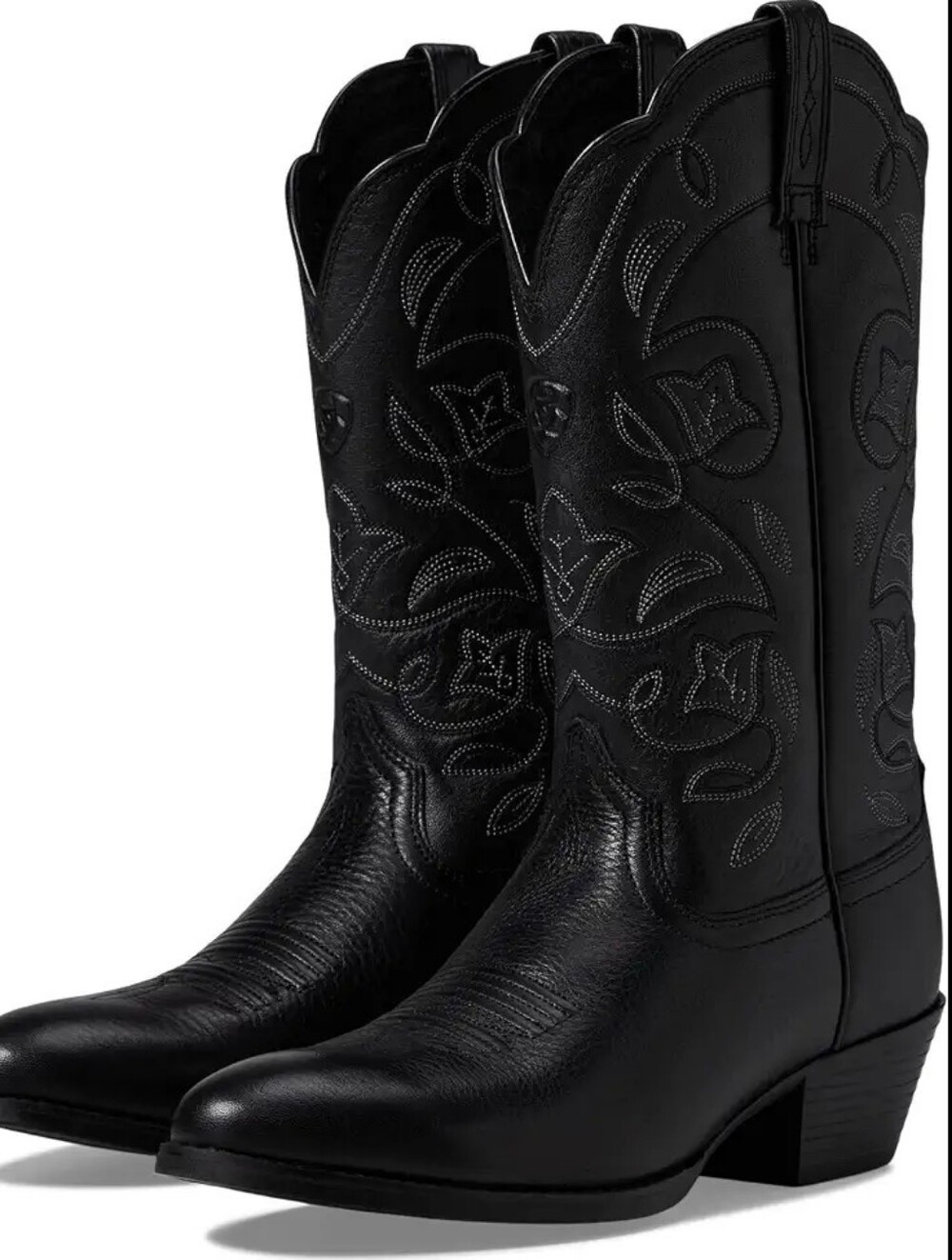 Ariat Ladies Western Heritage Black R Toe Wild West Cowboy Boots Deertan Leather - Picture 3 of 10